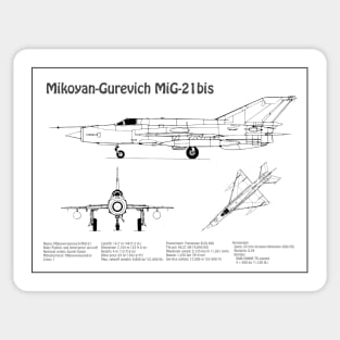 Mikoyan-Gurevich MiG-21 bis Fishbed Fighter - BD Sticker